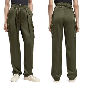 NWT Scotch & Soda Faye High Rise Relaxed Tapered Leg Paper Bag Utility Pants XS